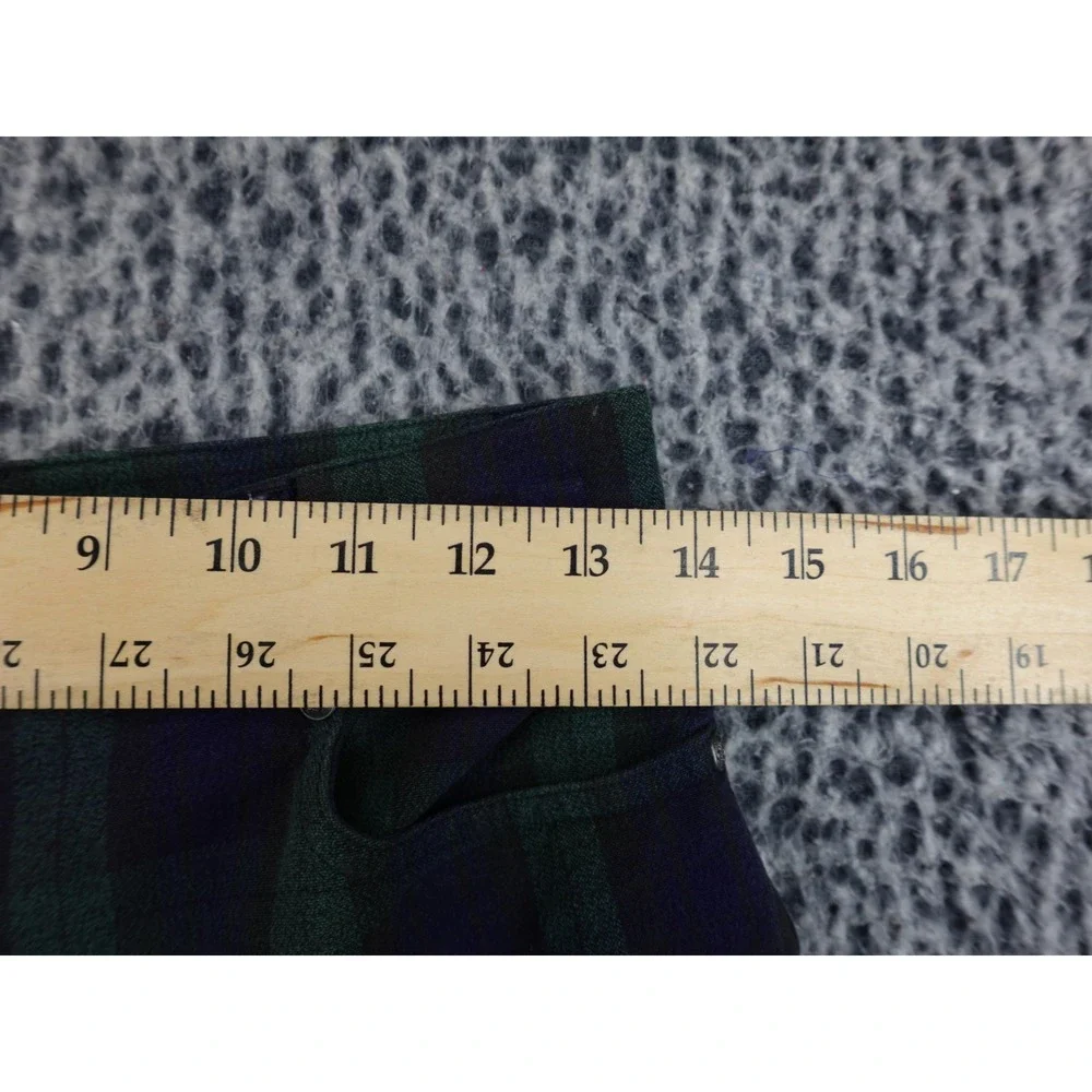 Zerres High Waisted Black Watch Plaid Slim Leg‎ Trousers Green Navy Blue Size 26
